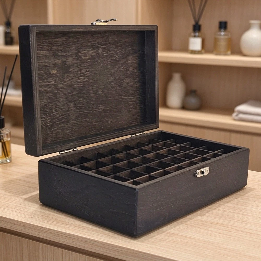 Dark Wood Essential Oil Storage Box 9 Dark Wood Essential Oil Storage Box 9