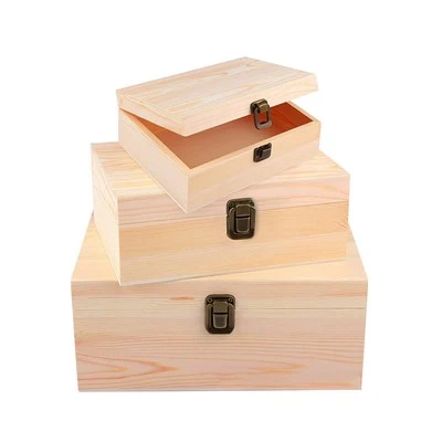 Pine Wood Flip-Top Box